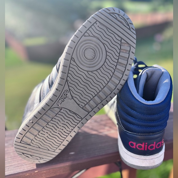 Adidas Mens Hoops 2.0 Mid Size 8 Navy Blue Great Condition - Picture 6 of 7